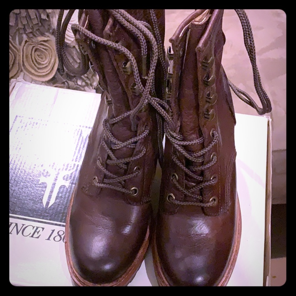 Frye lace up heeled boots